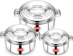 Avias Platina Premium Gift Set Hot Boxes For Kitchen With Steel Lid Riveted Handles Pack Of
