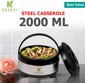 Kashvi Stainless Steel Insulated Casserole Chapati Box Hot Pot Thermoware Casserole Cook And