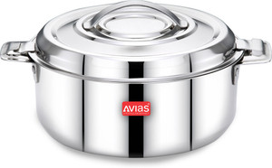AVIAS Premium Stainless Steel With Lid Twist Lock Hot Pot Roti Gravy Rice Serve Casserole