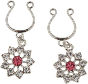 OUFER Non-Piercing Nipple Jewelry - Adjustable Fake Nipple Rings With CZ Stones, Stainless Steel