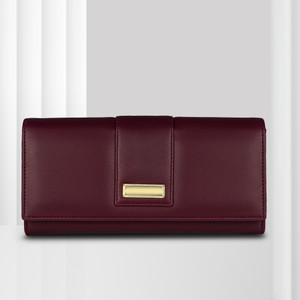 ALSU Maroon Faux Leather Women's Hand Wallet - 8.5 Inch Clutch With Multiple Pockets & Card Slots - View #5