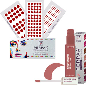Perpaa Premium Light Maroon Bindi Flaps Nude Lipstick Face Makeup Combo Kit Price In India