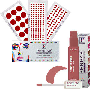 Perpaa Premium Light Maroon Bindi Flaps Nude Lipstick Face Makeup Combo Kit Price In India