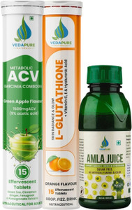 does amla have glutathione Vedapure ACV Effervescent Tablets + L-Glutathione Effervescent Tablets & Amla Juice Combo Pack