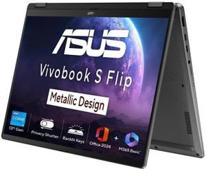 ASUS Vivobook S14 Flip (2025) with Office 2024 + M365 Basic*, Metallic Design, Intel Core i5 13th Gen 13420H - (16 GB/512 GB SSD/Windows 11 Home) TP3402VAO-LZ619WS 2 in 1 Laptop(14 inch, Quiet Blue, 1