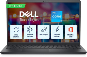 DELL 15 Intel Core i5 13th Gen 1334U - (8 GB/512 GB SSD/Windows 11 Home) 3530 Thin and Light Laptop(15.6 inch, Carbon Black, 1.62 Kg, With MS Office)