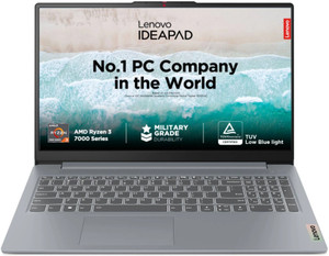 Lenovo IdeaPad Slim 3 AMD Ryzen 3 Quad Core 7320U - (8 GB/512 GB SSD/Windows 11 Home) 15AMN8 Thin and Light Laptop(15.6 Inch, Arctic Grey, 1.62 kg, With MS Office)