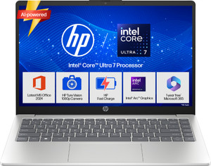 HP 14 AI PC Intel Core Ultra 7 155H - (16 GB/512 GB SSD/Windows 11 Home) 14-gr1036TU Thin and Light Laptop(14 inch, Natural silver, 1.4 kg kg, With MS Office)