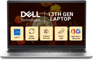 DELL Inspiron 15 MSO'24 with Backlit KB Intel Core i7 13th Gen 1355U - (16 GB/512 GB SSD/Windows 11 Home) 3530 Thin and Light Laptop(15.6 Inch, Platinum Silver, 1.62 Kg, With MS Office)