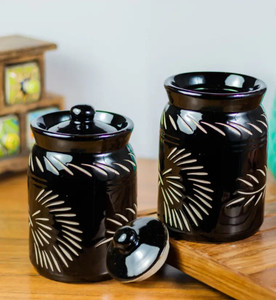 PotteryDarbar Pack of 2 Ceramic Pickle Jar  - 1000 ml Black Price in India - Buy PotteryDarbar Pack of 2 Ceramic Pickle Jar  - 1000 ml Black online at Shopsy.in