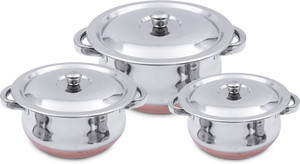 Sumeet 6-Piece Copper Bottom Stainless Steel Handi Cookware Set With Lids (360ml To 1.65L) - View #11