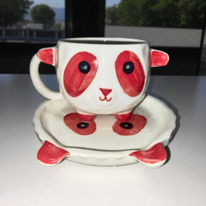 Heart Crafted Pack of 1 Ceramic Panda Love Mug & Saucer