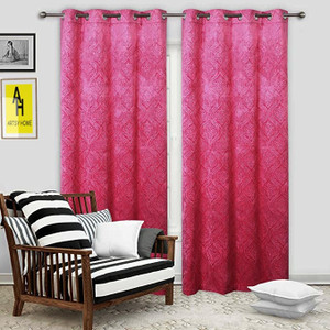 AH ARTSY HOME 214 cm (7 ft) Door Velvet Semi Transparent Curtain (Pack ...