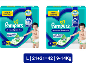 Pampers Large size baby diapers 42 peace, Lotion with Aloe Vera - L