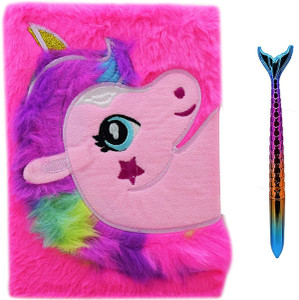 Cuackamily Unicorn Notebook,Secret Diary For Girls,Plush Journal With