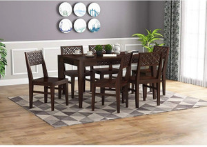 WOODSTAGE Sheesham Wood 6 Seater Dining Table Set with 6 Chair for ...