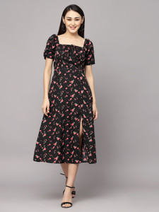 AAYU Women A-Line Black & Red Dress