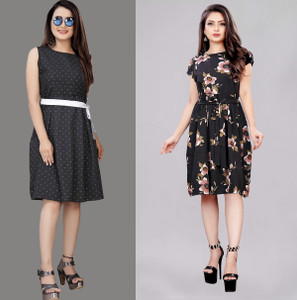 Hiral Creation Women Fit and Flare Multicolor Dress Buy Hiral
