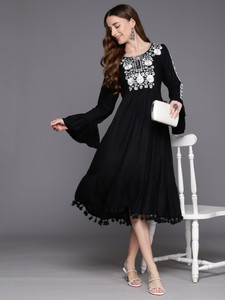 Indo Era Women A line Black Dress Buy Indo Era Women A line