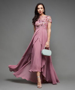 Women Gathered Multicolor Midi/Calf Length Dress