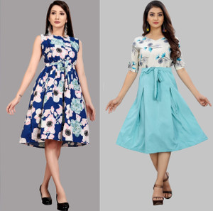 tanvi creation Women Fit and Flare Multicolor Dress Buy tanvi