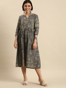 ANOUK Women A-line Grey Dress - Buy ANOUK Women A-line Grey Dress