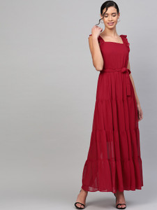 SASSAFRAS Women Maxi Red Dress - Buy 
