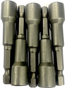 Sourcing Map Magnet-Stecknuss-Adapter 5 Stück – 65 Mm Lang, 8 Mm Innensechskant, Für 1/4" Antrieb
