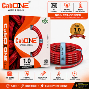 CabOne Lite 1.0 Sqmm CCA Copper Wire | 90m | Single Core | FR PVC Insulated | Domestic 1 sq/mm Red 90 m Wire Price in India - Buy CabOne Lite 1.0 Sqmm CCA Copper Wire | 90m | Single Core | FR PVC Insulated | Domestic 1 sq/mm Red 90 m Wire online at Shopsy.in - Image 1