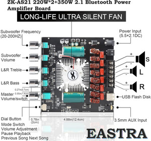 EASTRA ZK-AS21 220W*2+350W 2.1 Bluetooth Power Amplifier - Image 6