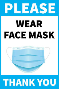 VAAIMAI Please Wear Face Mask Thank You Sticker, 20X30 CM, Self ...