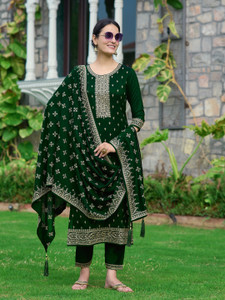 Women Multicolor Rayon Berrylicious Womens cotton Green Kurta with Pant and Dupatta set.