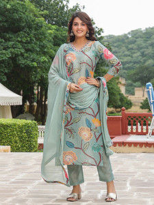 GoSriKi Dupatta Kurta 3-teiliges Set Für Damen | K Produktbild-Vorschau 6