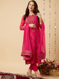 Shopsy FABUNNA Cotton Women Kurta Pant Dupatta Set - Image 1