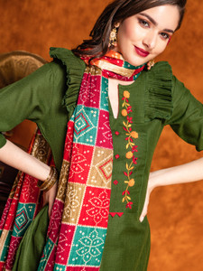 Women Cotton Blend Kurta Patiala Dupatta Set