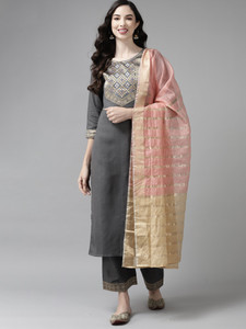 Indo Era Green Foil Printed Straight Kurta With Palazzo Set