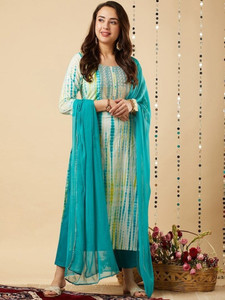 Digital Print Cotton Blend and Mix Viscose Kurta Pant and Dupatta Set main image 1