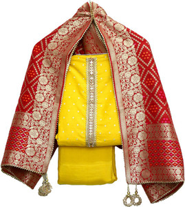 Desi Sandook Silk Blend Embellished Suit Fabric Price in India - Buy
