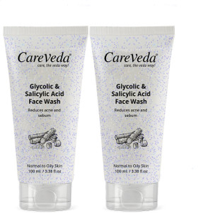 CareVeda Glycolic & 1% Salicylic Acid Face Wash Set of 2 Pack of 2 - Image 1