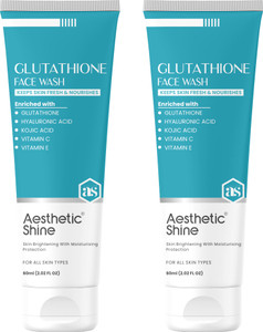 Aesthetic Shine L- Glutathione Skin Whitening & Brightening face wash Enriched With Hyaluronic Acid , Kojic Acid, VItamin C & Vitamin E Face Wash