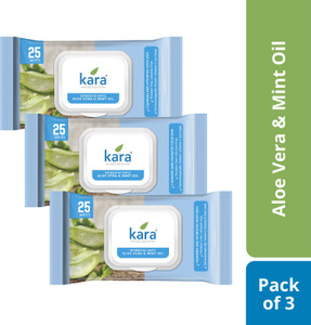 KARA Aloe Vera & Mint Refreshing Facial Wet Wipes 25 Pulls Each - Price