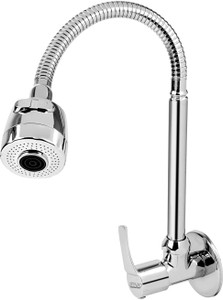 Spazio With Degree Moving Hose Dual Flow Type Hot Cold Water Tap With Wall Flange Topaz