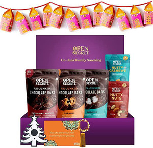 OPEN SECRET Christmas Gift Hamper| 3 Chocolate Packs, Nuts Combo