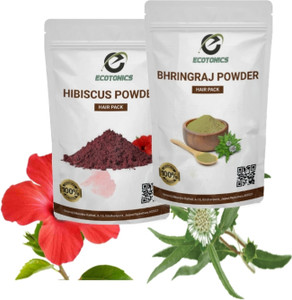 Ecotonics 100% Hibiscus Powder(40gm),Bhringraj Powder(40gm) for Hair
