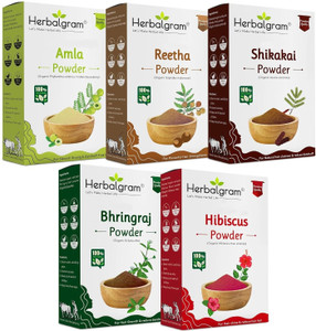 Poudre Ayurvédique Pour Cheveux Shikakai, Amla, Reetha, Bhringraj, Hibiscus - Forest Herbs