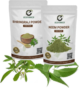 Ecotonics 100% Bhringraj Powder(40gm),Neem Powder(40gm) for Hair