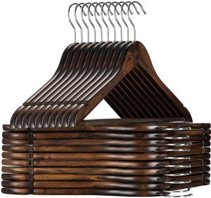 WHISKET Wooden Hangers Set - 30 Pack, Premium Smooth Finish, Non-Slip Bar For Pants, Space Saving