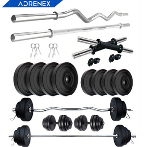 Adrenex 20 kg Portable with Straight, Curl & Dumbbell Rods Home Gym Combo Price in India - Buy Adrenex 20 kg Portable with Straight, Curl & Dumbbell Rods Home Gym Combo online at Shopsy.in - Image 1