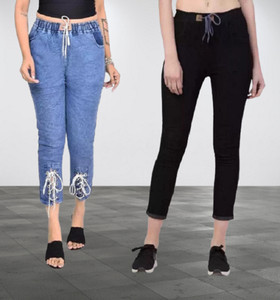 Jogger Fit Women Blue Black Jeans Price in India Buy Jogger Fit