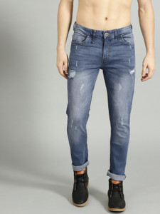 Demon&Hunter Men's Skinny Blue Jeans - 100% Cotton Denim With Zipper Closure (Size 28)